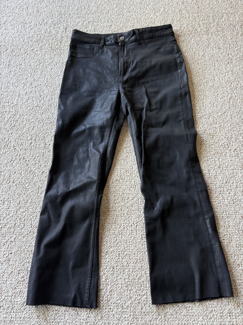 Articles of Society Linden High Rise Crop Flare Jeans Black Metallic 12 Glam - Picture 2 of 10